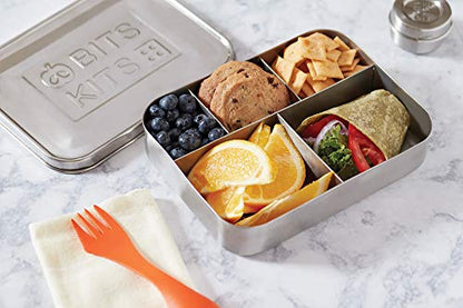 Bits Kits Stainless Steel Bento Box Lunch and Snack Container, 5 Sections | For Kids & Adults | Easily Fits In Lunchboxes | Durable Stainless Steel | Dishwasher Safe | Divides Meal & Snacks | On The Go - style: Lunch Box, 5 Sections