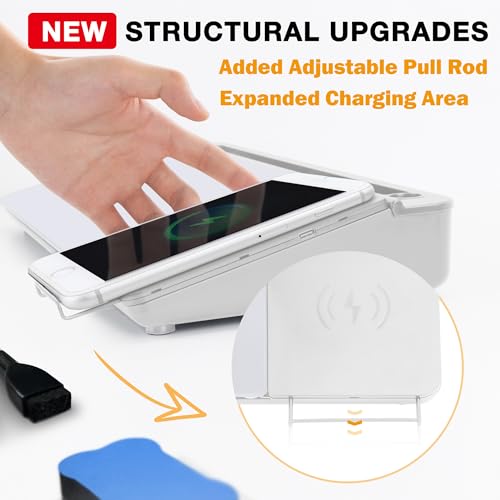 SELEAD Desktop Glass Whiteboard with Wireless Charger Station, Dry Erase Board Computer Pad Keyboard Stand with Organizer Drawer for Home, School, Office Desk Accessories, White - color: White Charger