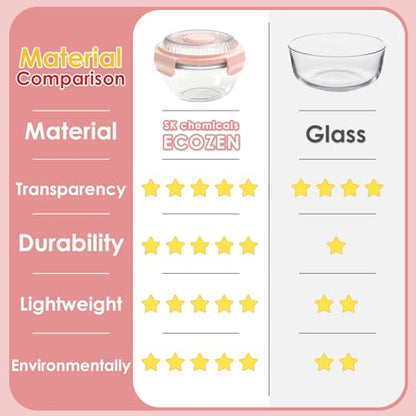 WHALEHOUSE 2-Pack 33 OZ Clear Eco-friendly SK chemicals ECOZEN Salad Container Sets, Portable Plastic Salad Bowls with Lid, Leak-Proof Dressing Container, Bento Lunch Box for Meal Prep & Food Storage - color: Pink-2 Pack