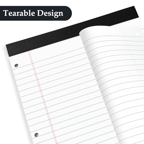 HAUTOCO 2 Pack 8.5 x 11 Legal Pads White Wide Ruled Notepads Perforated Writing Pads, 30 Sheets Per Notepad, 3-Hole Punched Paper, Writing Note Pads for School, Home, Office, Business - color: White