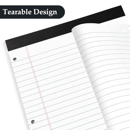 HAUTOCO 2 Pack 8.5 x 11 Legal Pads White Wide Ruled Notepads Perforated Writing Pads, 30 Sheets Per Notepad, 3-Hole Punched Paper, Writing Note Pads for School, Home, Office, Business - color: White