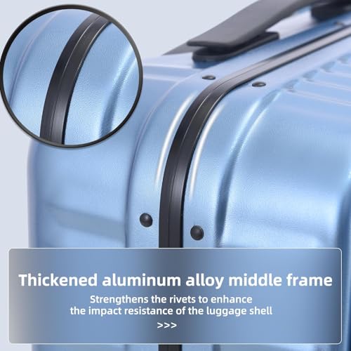 Kaleenie 29 Inch Aluminum Checked Luggage with Side Opening Zipper, Lightweight Hardshell ABS+PC Suitcase with TSA Lock, 360° Universal Wheels, Blue - color: Dark Blue, size: 29 Inch