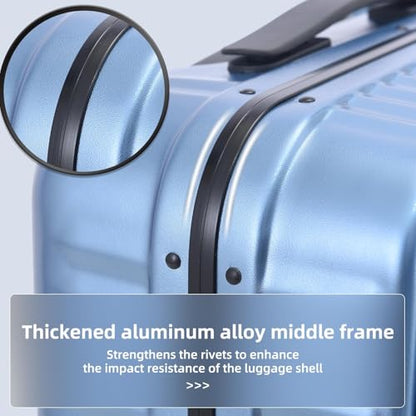 Kaleenie 29 Inch Aluminum Checked Luggage with Side Opening Zipper, Lightweight Hardshell ABS+PC Suitcase with TSA Lock, 360° Universal Wheels, Blue - color: Dark Blue, size: 29 Inch