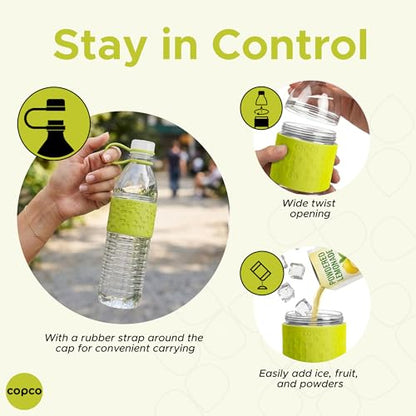 Copco Hydra Water Bottle 20 Oz - Lime Green, Set of 2 | Spill-Guard Leak-Resistant Lid, Minimizes Spills for Commuting, Workouts & Everyday Hydration, 20 Oz Capacity Per Bottle - color: Lime Green