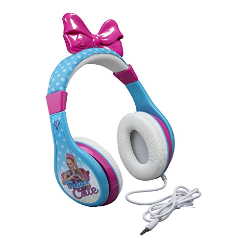 eKids JoJo Siwa Headphones for Kids, Volume Limited Wired Headphones with Parental Controls, Comfortable Over-Ear Headphones for School, Home, Travel, Multicolor, Model: JJ-140v8
