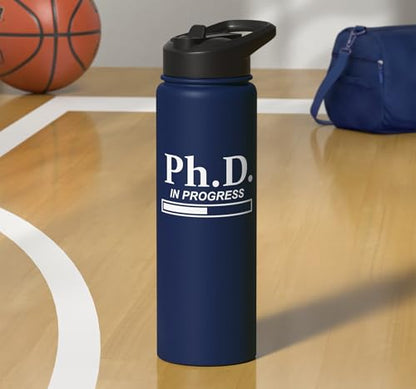 PhD in Progress Doctorate Student PhD Candidate Future Dr Stainless Steel Insulated Water Bottle - color: Navy Blue