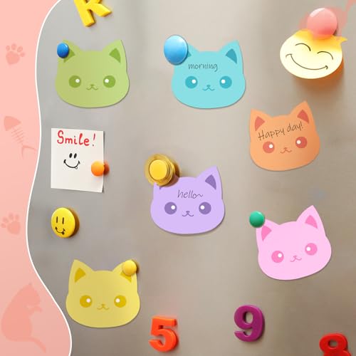 Yinder 24 Pads Cute Sticky Notes Fun Kawaii Cat Sticky Notes Pads Bulk Cartoon Memo Self Adhesive Gift for Valentines Veterinary Office School Tab Party Supplies - style: Novelty Cat