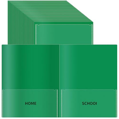 30 Pcs Parent Teacher Classroom Communication Folder with Clear Front Pockets, 2 Pockets Homework Folders Take Home Plastic Folders for Kid Student Home and Classroom (30, Green) - color: Green