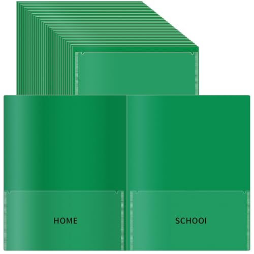30 Pcs Parent Teacher Classroom Communication Folder with Clear Front Pockets, 2 Pockets Homework Folders Take Home Plastic Folders for Kid Student Home and Classroom (30, Green) - color: Green