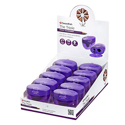 Swordfish 'The Triple' 3 Hole Canister Pencil Sharpener (Pack of 10) Ref: 40228 - size: pack of 10
