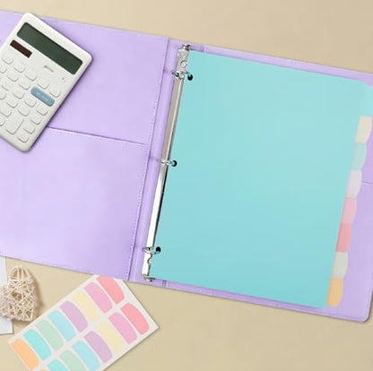 8 Tab Binder Dividers,Plastic Dividers for 3 Ring Binder,Big Tab Dividers for 3 Ring Binder with Sticker Labels, Pastel Color (2)