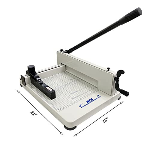 HFS(R) Heavy Duty Guillotine Paper Cutter Bundle - A4, 12'' Blade, 400 Sheet Capacity, Solid Steel Construction with Replacement Cutting Stick