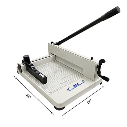 HFS(R) Heavy Duty Guillotine Paper Cutter Bundle - A4, 12'' Blade, 400 Sheet Capacity, Solid Steel Construction with Replacement Cutting Stick