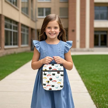 Sushi Lunch Bag for Kids, Insulated School Lunch Tote | Cute reusable lunch bag with large capacity, insulated cooler tote for girls boys school, outdoor activities and snacks - color: Cute Sushi