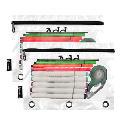 Personalized Binder Pencil Pouch 3 Ring Custom Zipper Pencil Pouches Case 2 Pack Customized Add Your Own Picture Text Clear Binder Organizer for School Office - color: Custom
