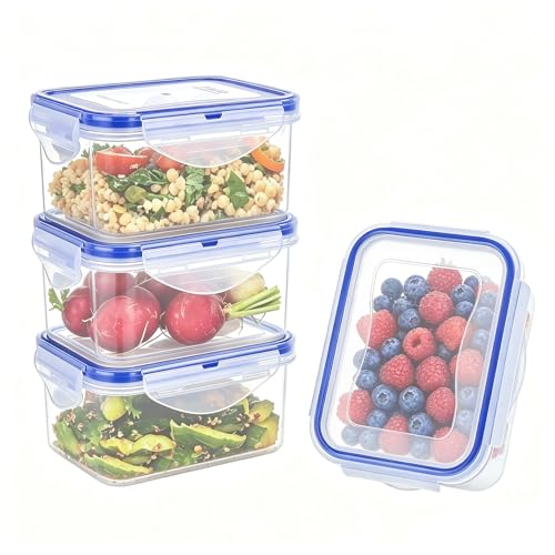 KIGI Food Storage Containers with Airtight Lids, Leak-Proof & Stackable, 4-Sided Locking lids, Ideal for Meal Prep, Snack, Fruit, Lunch & Leftovers, BPA-Free Plastic (2.48 Cup, 8-Piece) - size: 2.48 cup (8-Piece)