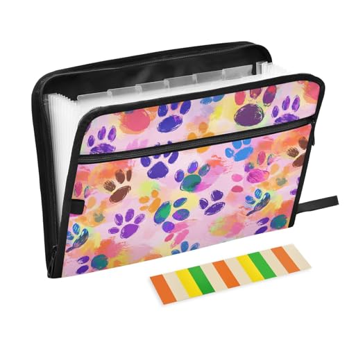 Dog Paw Print Expanding File Pocket Folder Organizer Accordion File Organizer 13 Pockets Expanding File Folders Portable Bill Receipt Organizer - color: Dog Paw Print-01