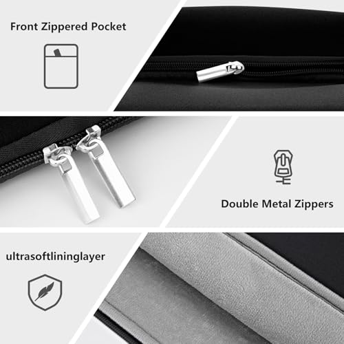 14 Inch Laptop Sleeve Shockproof Padded Carrying Case Computer Protective Cover Bag with Pocket Compatible with 14 Inch Acer ASUS HP Dell Chromebook Thinkpad Notebook, Black - color: Black, size: 14"