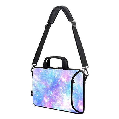 13.3" laptop bag adjustable shoulder strap with handle accessory pocket fits 11.6" 12" 12.1" 13" 13.3" Laptops (pink galaxys) - color: Pink Galaxys