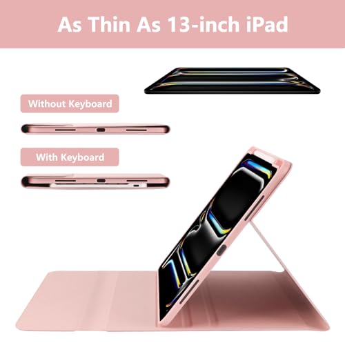 aMZCaSE for iPad Pro 13 inch Case with Keyboard (M5/M4) 2025/2024, Keyboard for iPad Pro 13 with Detachable Cover Case, Smart Sleep/Wake & Pencil Holder, Light Pink - color: Light Pink