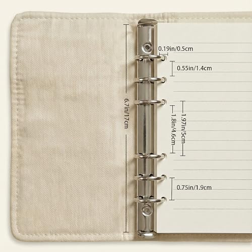 Hengjing A6 6 Ring Binder Loose Leaf Personal Organizer Binder 100 Lined Pages Lay Flat Design Sturdy Metal Rings For Binder Inserts(7 x 4.5 inches)