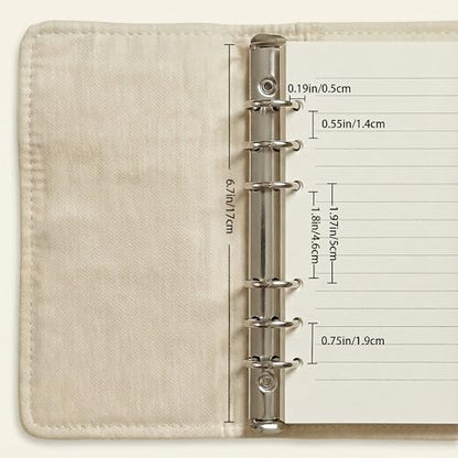 Hengjing A6 6 Ring Binder Loose Leaf Personal Organizer Binder 100 Lined Pages Lay Flat Design Sturdy Metal Rings For Binder Inserts(7 x 4.5 inches)