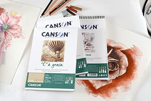 Canson C à Grain A3 125g White Drawing & Sketching Paper Pad, 30 Sheets, Fine Grain Texture, Glued on Short Side, Ideal for Professional Artists - size: A3, style: 125gsm