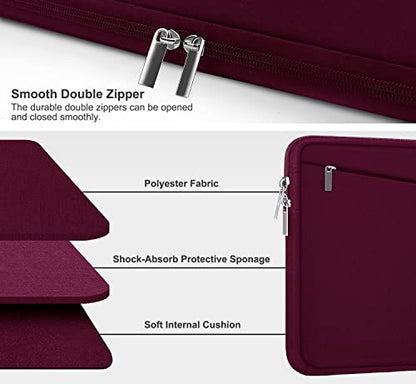 Laptop Sleeve 15.6 inch, Durable Computer Carrying Bag Protective Case Briefcase Handbag with Front Pocket, Slim Laptop Cover for 15.6 Inch HP, Dell, Lenovo, Asus, Notebook, Wine Red - color: Wine Red, size: 15.6 Inch