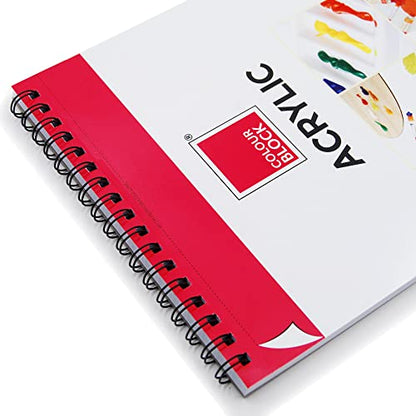 COLOUR BLOCK Acrylic Paper Pad Spiral Notebook/Drawing Book, 9x12 in, 15 Sheets 115 Pound Pressed- Acid Free Art Supplies, Sketch Pad Ideal for Beginners and Drawing While on The Go