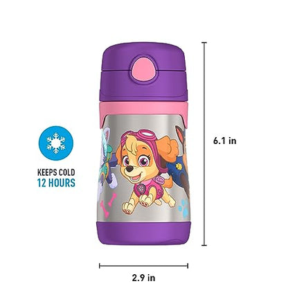 THERMOS Vacuum Insulated Stainless Steel 10oz Straw Bottle, Paw Patrol Girl (Pack of 3) - color: Paw Patrol Girl, size: 10 Ounces (Pack of 3)