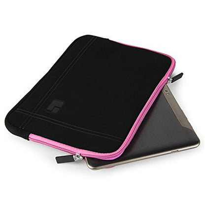 Thick Cushion Padding Scratch Water Resistant Accessory Pocket 13 inch Laptop, Chromebook Sleeve Bag - color: Black Pink