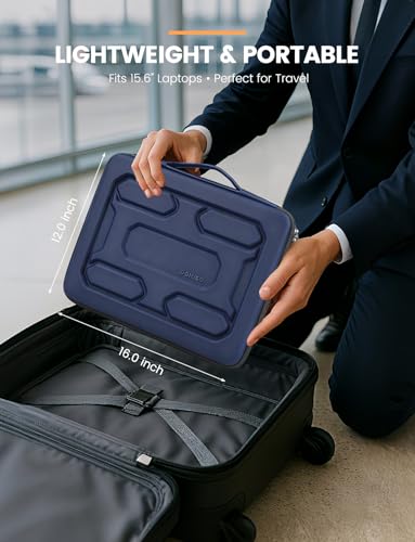 DOMISO 15.6 inch Laptop Sleeve with Handle Shockproof Waterproof EVA Protective Case for 15.6" Yoga 720 IdeaPad 310 320 ThinkPad T570/Legion 5 Gen 6/HP Envy 15/15.6" Notebooks, Dark Blue - color: Dark Blue, size: 15.6 inch