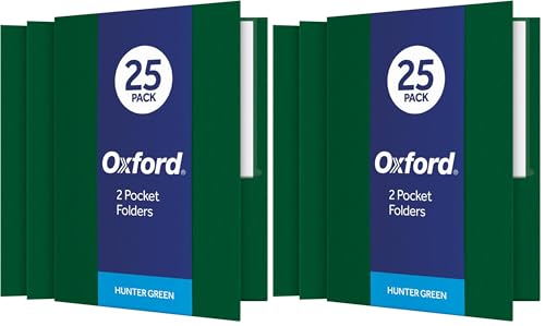 Oxford Twin-Pocket Folders, Textured Paper, Letter Size, Hunter Green, Holds 100 Sheets, Box of 25 (57556EE) (Pack of 2) - color: Hunter Green, size: 25-Count (Pack of 2)