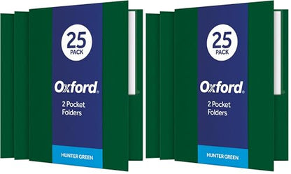 Oxford Twin-Pocket Folders, Textured Paper, Letter Size, Hunter Green, Holds 100 Sheets, Box of 25 (57556EE) (Pack of 2) - color: Hunter Green, size: 25-Count (Pack of 2)