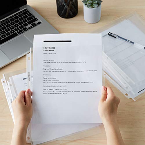Amazon Basics Heavy Duty Sheet Protectors for 3 Ring Binder, Top Loading, 8.5 x 11 inch Letter Size, Clear, 100-Pack - size: 100 Pack, style: Clear Finish