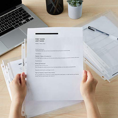 Amazon Basics Heavy Duty Sheet Protectors for 3 Ring Binder, Top Loading, 8.5 x 11 inch Letter Size, Clear, 100-Pack - size: 100 Pack, style: Clear Finish