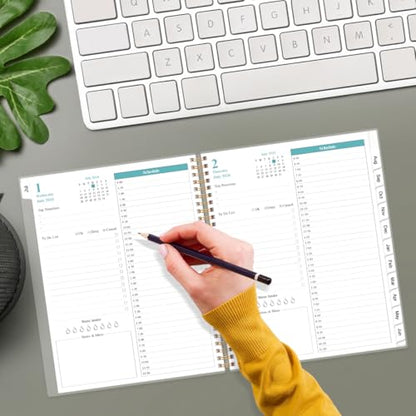 Daily Planner 2026-2027 Full Page Per Day- 2026-2027 Daily & Monthly Planner from July 2026 to June 2027, Day Planner 2026-27 with 12 Months Tabs, 8.5" x 11", Pink Flowers - color: Pink Flowers, size: 8.5" x 11"