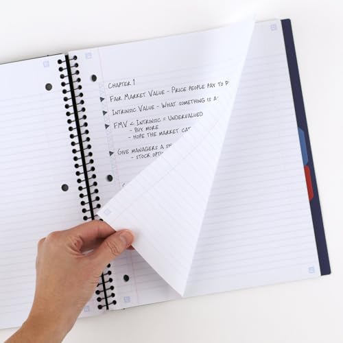 Five Star Advance Spiral Notebook + Study App, 3 Subject, College Ruled Paper, 8-1/2" x 11", 150 Sheets, Spiral Guard, Movable Tabbed Dividers, Pacific Blue (73138) - color: Pacific Blue, size: Pack of 1