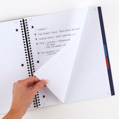 Five Star Advance Spiral Notebook + Study App, 3 Subject, College Ruled Paper, 8-1/2" x 11", 150 Sheets, Spiral Guard, Movable Tabbed Dividers, Pacific Blue (73138) - color: Pacific Blue, size: Pack of 1