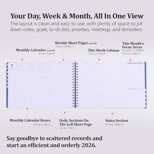 Leanga 2026 Calendar Planner, Daily Weekly & Monthly Desk Planner with Goal Setting and Habit Tracker for Study and Work-Premium Productivity Journal-13.5" x 9", Large Hardcover Office Supplies-Indigo - color: Indigo