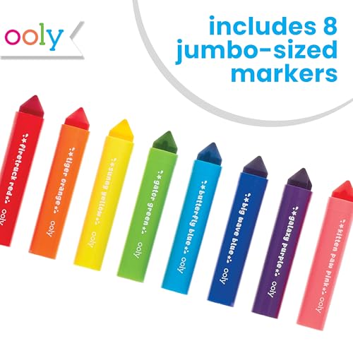 Ooly Thick Toddler Markers with Jumbo Grip, Mighty Mega Triangle Tip Markers for Toddlers with Jumbo Barrel, Perfect for Little Hands - TRIANGLE TIP - style: Triangle Tip