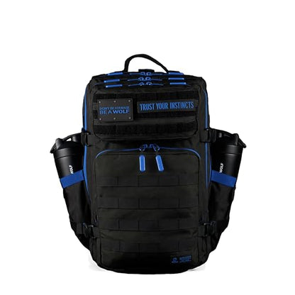 WOLFpak 45L Athletic Gym Backpack - Durable 1000D Waterproof Oxford Material with MOLLE Webbing, Laptop Pocket - color: Blue Wolf
