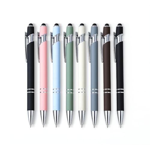8 Pack Ballpoint Pen with Stylus tip, Stylus Pen for Touch Screens | Retractable Ballpoint Pen 2-in-1 Stylus, Black Ink - color: Pastel