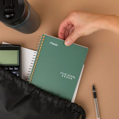 Five Star Spiral Notebook, 1 Subject, College Ruled Paper, 4-3/8" x 7", Personal Size, 80 Sheets, Fights Ink Bleed, Water Resistant Cover, Seaglass Green (450048CH1-ECM) - color: Seaglass Green