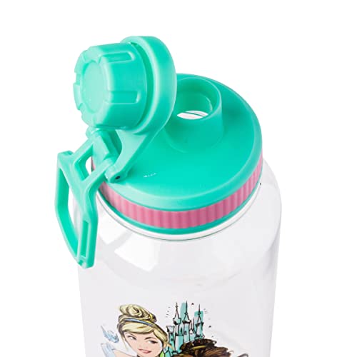 Silver Buffalo Disney Princess Ariel, Plastic Water Bottle, 32oz | Belle and Cinderella, Twist Spout, Sticker Set, You Stick Yourself, 0.95 Liters - color: Disney Princesses