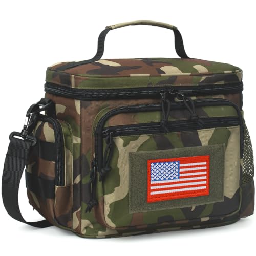 Lunch Box for Men, 12L Leakproof Tactical Lunch Bag Large Cooler for work | Adjustable Shoulder Strap,MOLLE Webbing Leakproof Insulated Large Lunch Cooler,Adult Meal Water-Resistant Lunch Pail for Men - color: Camo Green, size: Medium