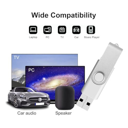 Flash Drive Bulk 8GB USB 20 Pack FEWINA USB2.0 USB Drives Pack Thumb Drive Bulk Swivel Memory Stick Zip Drive for Storage and Backup White 20PCS 8GB
