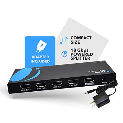 OREI UltraHD 4K HDMI @ 60 Hz 1x4 HDMI Splitter – HDMI Splitter 1 in 4 Out 4:8-Bit, HDMI 2.0, HDCP 2.0, 18Gbps, EDID Management, Mirror Displays – UHDS-104 | OREI UltraHD 1x4 HDMI Splitter – 4K@60Hz HDMI Splitter 1 in 4 Out With 8-Bit, HDMI 2.0, HDCP 2.0,