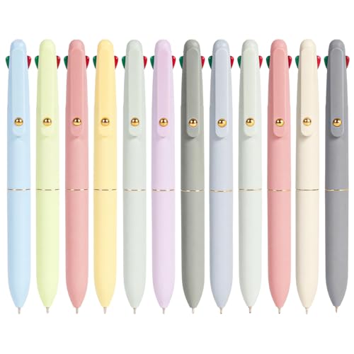 Ddaowanx 4-in-1 Multicolor Ballpoint Pens 0.5mm Fine Point Smooth Writing,nurse accessories for work,gifts for teen girls and Planner, 12-Count (Morandi+Macaroon) - color: 12 Pcs Morandi+Macaroon