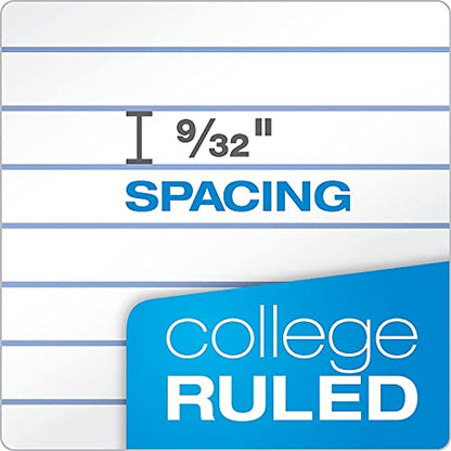TOPS Docket Writing Pad, 8-1/2" x 11-3/4", College Rule, White Paper, 3-Hole Punched, 100 Sheets (63384)